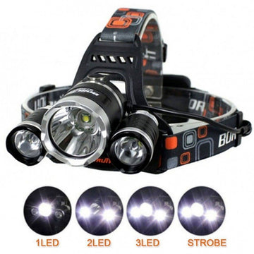 Lanterna de cap 3 x Led Cree XML, T6, frontala, cu lupa + 2x acumulatori 18650, C155