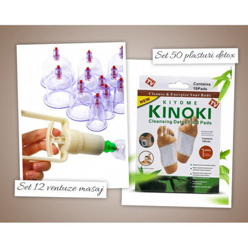 Set 12 ventuze masaj + 50 plasturi detoxifiere