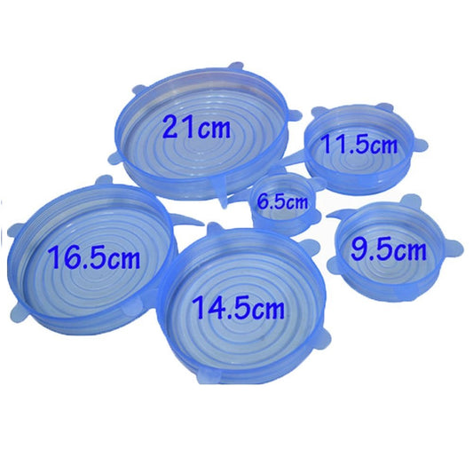 Set 6  capace elastice silicon pentru acoperirea oalelor și castroanelor