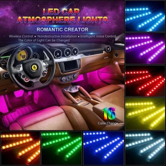 Lumini ambientale auto Kit interior LED RGB cu telecomanda