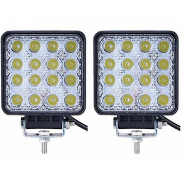 Set 2 proiectoare led auto offroad 48W ,12v-24v, alb 6000k, premium, patrate