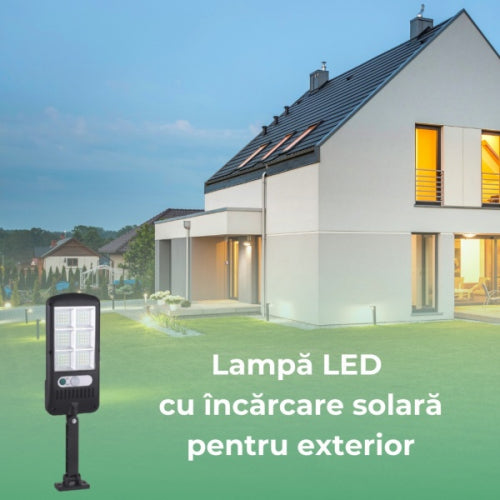 Lampa mini solara LED de exterior,senzor de miscare,3 moduri,rezistenta la apa