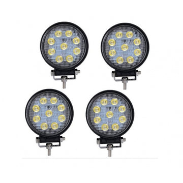 Set 4 proiectoare LED BAR, OFF ROAD, rotund, 9 LED, 27 W, 11 cm