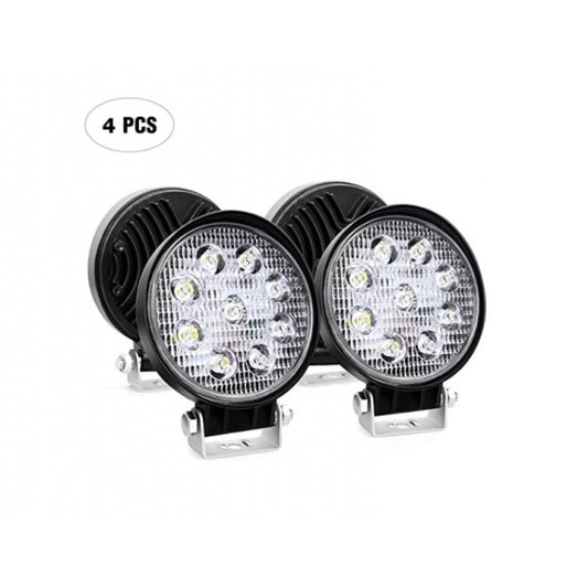 Set 4 proiectoare LED BAR, OFF ROAD, rotund, 9 LED, 27 W, 11 cm