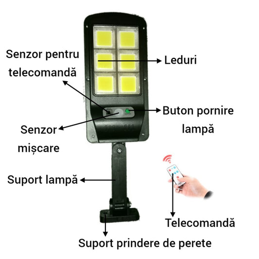 Lampa solara cu inductie si telecomanda