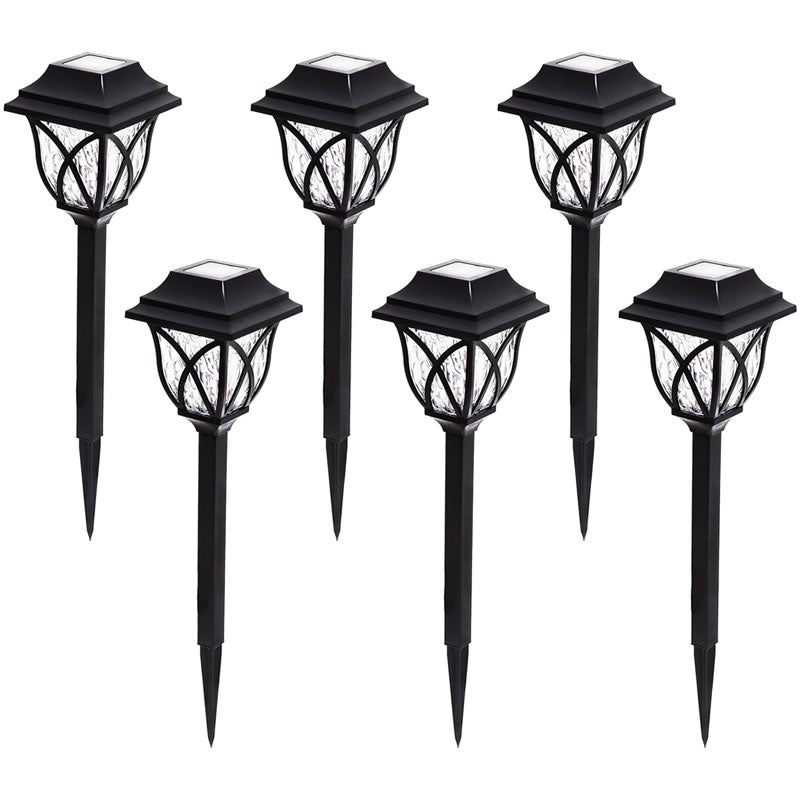 Set 6 lampi solare pentru gradina tip felinar, negru