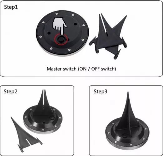 Set 4 mini lampi cu panou solar Disk Lights Metalice