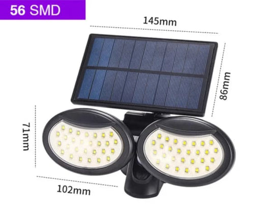 Lampa solara dubla 56 LED cu senzor de miscare