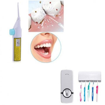 Kit igiena dentara: irigator bucal+dozator pasta si suport de periute