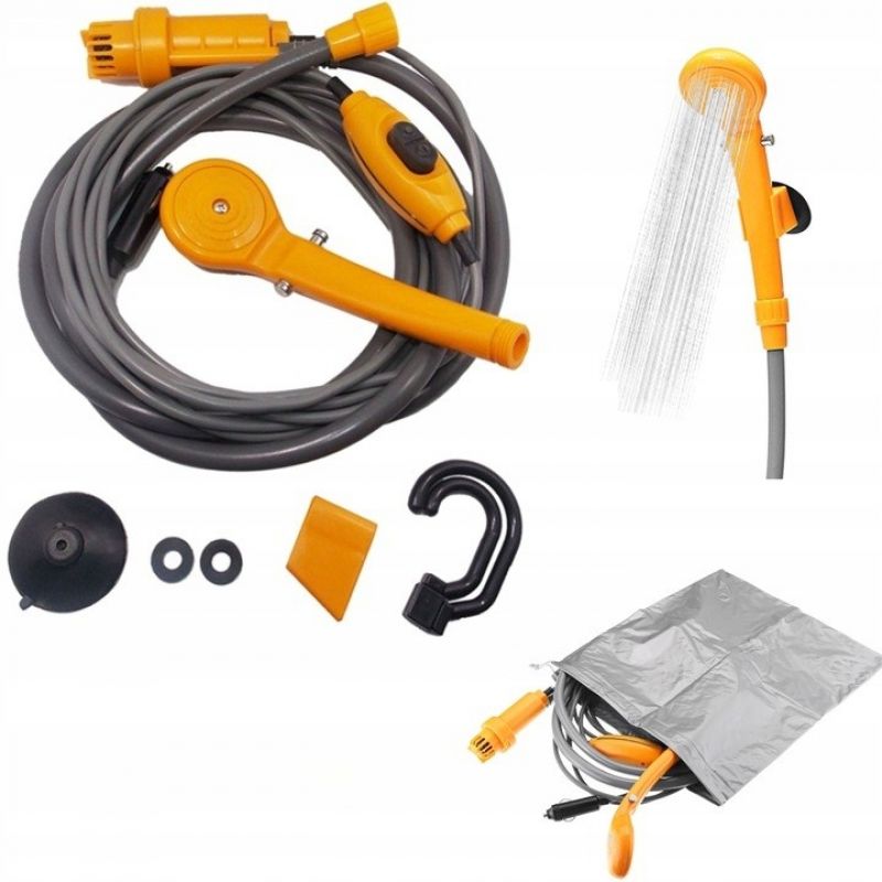 Set dus auto portabil pentru camping, 12 V, cablu 5M