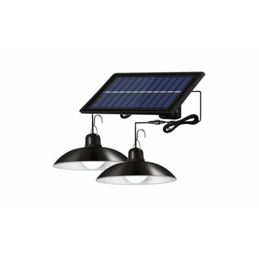 Set panou solar cu 2 becuri LED cu aplica, telecomanda, 50W